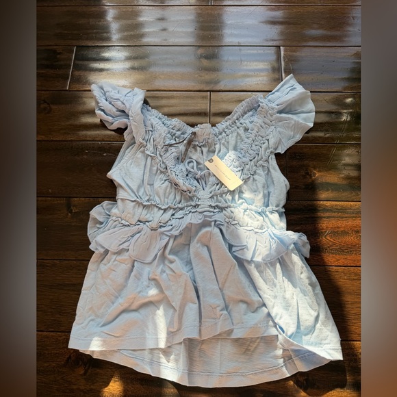 Anthropologie Ruffle Cap Sleeve Blouse - Picture 5 of 6